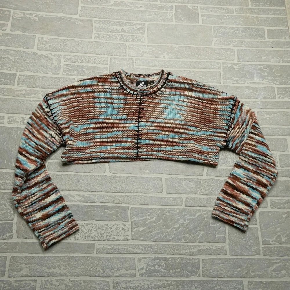 The Ragged Priest Sweater‎ Top Womens Small Ultra Crop Long Sleeve Cable Knit